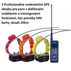 3 Profesionálne vodeodolné GPS obojky pre psov s diaľkovým ovládaním a tréningovými funkciami, bez potreby SIM karty, dosah 25km  