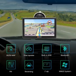 7“ GPS navigácia do auta s doživotnou aktualizáciou máp s Bluetooth a parkovacou kamerou