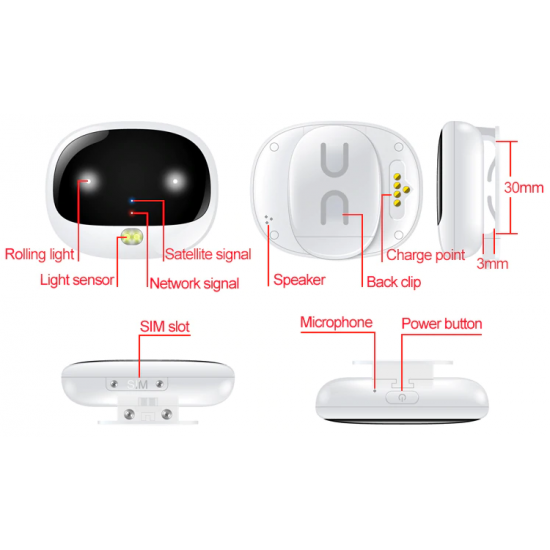 Gps tracker pre mačky a psy – 4G, GPS, WiFi lokalizácia v budovách, opustenie zóny, zvonček, LED svetlo, odposluch, vodeodolnosť